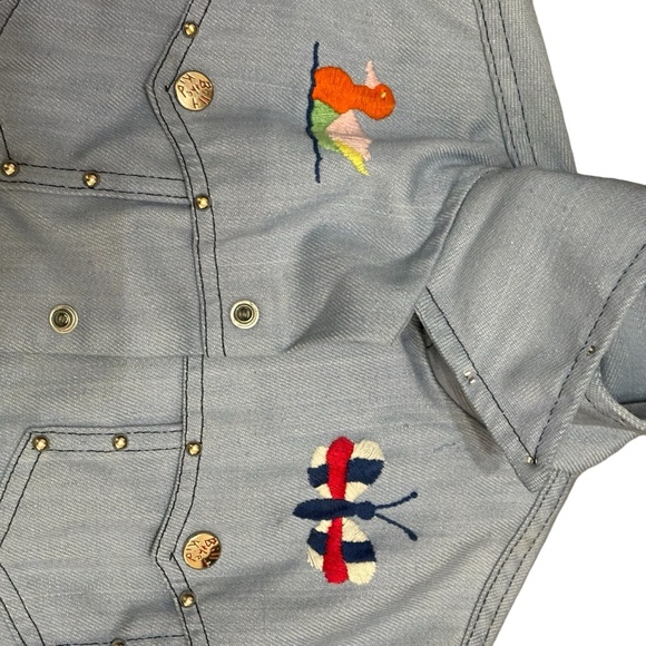 Billy The Kid Embroidered Jean Jacket Youth Size L Snap Closure Western Studded - Picture 15 of 16